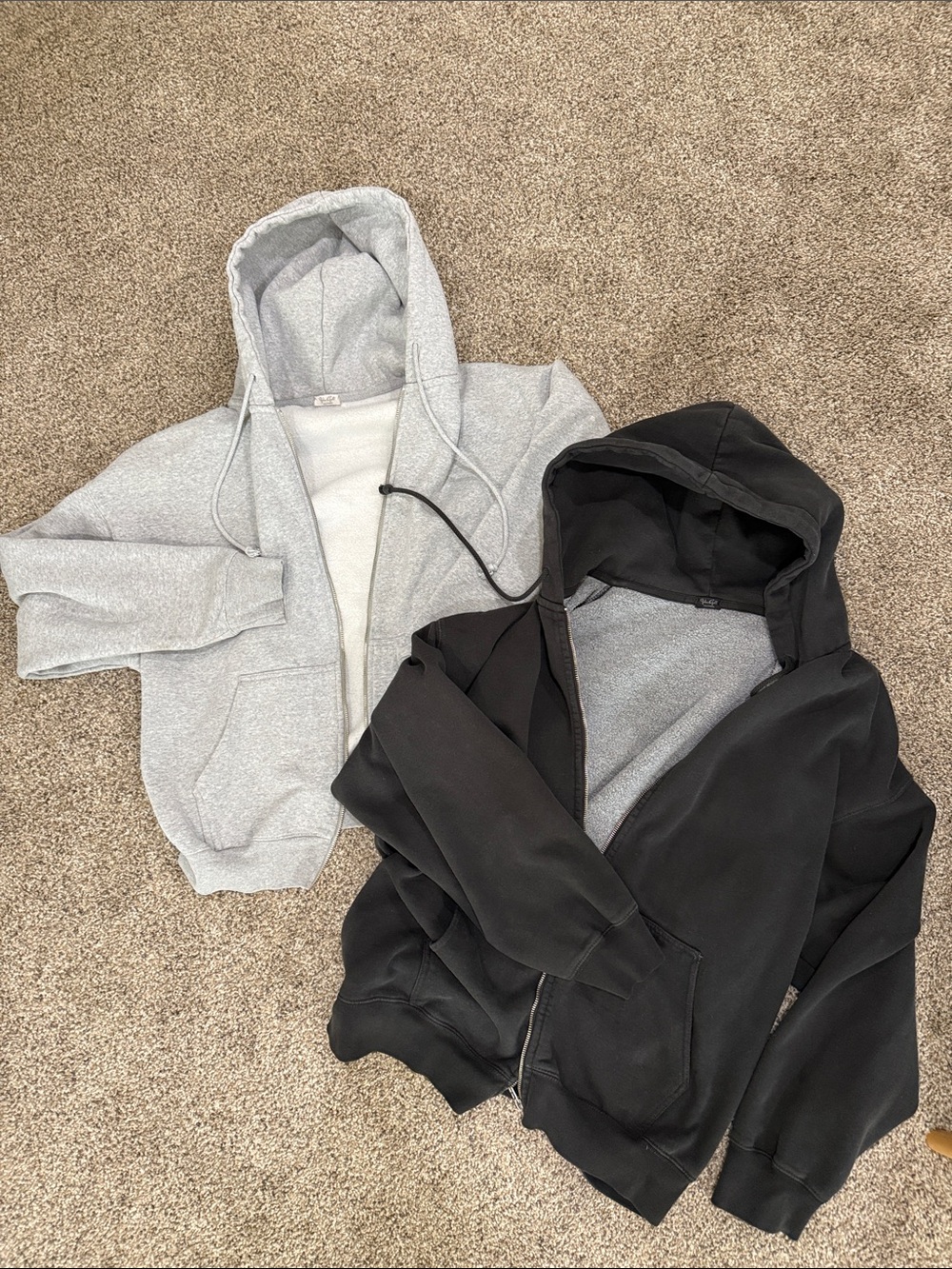 John Galt Zip-Up Hoodies in Light Gray and Black